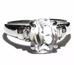 PLATINUM VS diamonds Art deco moissanite alternative engagement sapphire ring - £1,767.24 GBP