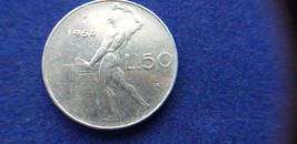 Vintage Italy 1964 coin 50 lire, Italian Republic. A very rare coin. - £60.09 GBP