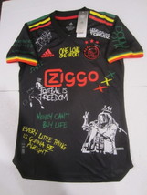 Bob Marley Ajax Amsterdam Special Match Slim Black Third Soccer Jersey 2021-2022 - £79.01 GBP