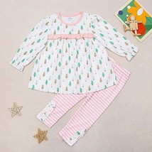 NEW Boutique Christmas Tree Long Sleeve Tunic &amp; Leggings Girls Outfit - £13.46 GBP