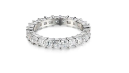 ADIRFINE 925 Sterling Silver 2.5MM Princess Cut Cubic Zirconia Eternity Ring - £37.65 GBP