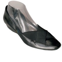 JOAN &amp; DAVID Women&#39;s Shoes Black Leather Elastic Vamps Flats Comforts Si... - £35.27 GBP