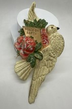 Vintage Dove Peace on Earth W/ Flowers Large Plastic Christmas Ornament - £15.54 GBP