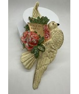 Vintage Dove Peace on Earth W/ Flowers Large Plastic Christmas Ornament - £14.99 GBP