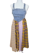 Ces Femme Overall Plaid Denim Long Dress Sz Small Pockets Country Farmgi... - $63.36