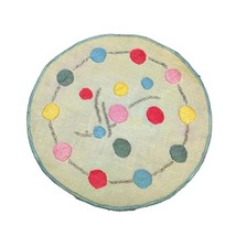 Vintage Small Round Doily Embroidered Polka Dots Pastel Easter Spring Cottage 6&quot; - £3.03 GBP