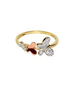 14k Two-Tone Gold CZ Butterfly Ring for Women-Yellow &amp; Rose Gold Design ... - $260.00