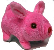 Pink Fuzzy Walking Oinking Toy Moving Pig Play Pet Battery Operated Light Eyes - £5.99 GBP
