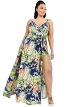 Plus Tropical Leaf Print Surplice Maxi Dress - £32.64 GBP