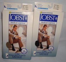 Jobst Mens Medium Moderate Compression Therapeutic Socks Black Khaki Closed Knee - £47.92 GBP