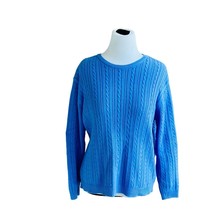 TALBOTS CABLE KNIT LONG SLEEVE PULL OVER SWEATER  SP BLUE  COTTON OFFICE... - £15.03 GBP