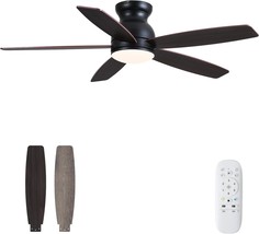 52 Inch Low Profile Ceiling Fans With Lights, Black Flush Mount, Dining Room. - $103.95