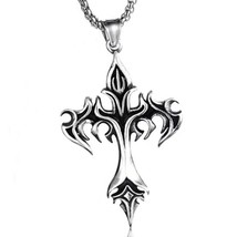 Mens Unisex Gothic Cross Pendant Necklace Punk Rock Biker Jewelry Box Chain 24&quot; - £9.48 GBP