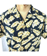 Tommy Hilfiger Blue Gold Tropical Leaves Hawaiian Shirt sz Large Mens CA... - £18.85 GBP