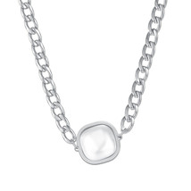 Cold Simple Cuban Link Chain Pendant Jewelry Graceful Personality Pearl Necklace - £12.17 GBP