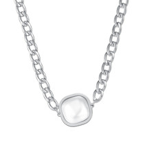 Cold Simple Cuban Link Chain Pendant Jewelry Graceful Personality Pearl Necklace - £11.85 GBP