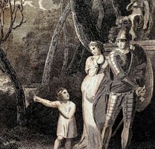 The Heroic Orphan With Knight Engraving 1810s Georgian Regency Era Art DWEE18 - £63.86 GBP