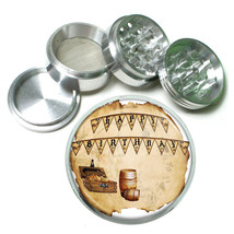Vintage Pirate Ship D1 Aluminum Herb Grinder 2.5&quot; 63mm 4 Piece - $16.78