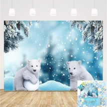 Winter White Polar Bear Photography Background Ice Snow Xmas 5X3Ft Baby Shower C - £10.16 GBP