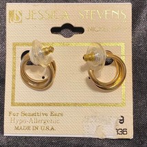 Vintage New Jessica Stevens 24K Gold Tone Metal Hoop Earrings - £15.56 GBP