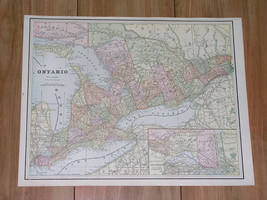 1896 Original Antique Map Of Ontario / Verso Manitoba / Canada - £19.59 GBP