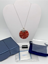 Samuel B Behnam 50mm Dyed Red Round Sterling .925 Pendant Silver Necklace Chain - £75.17 GBP