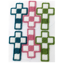 Easter Cross Christmas Ornaments Pink Blue Green - $30.00