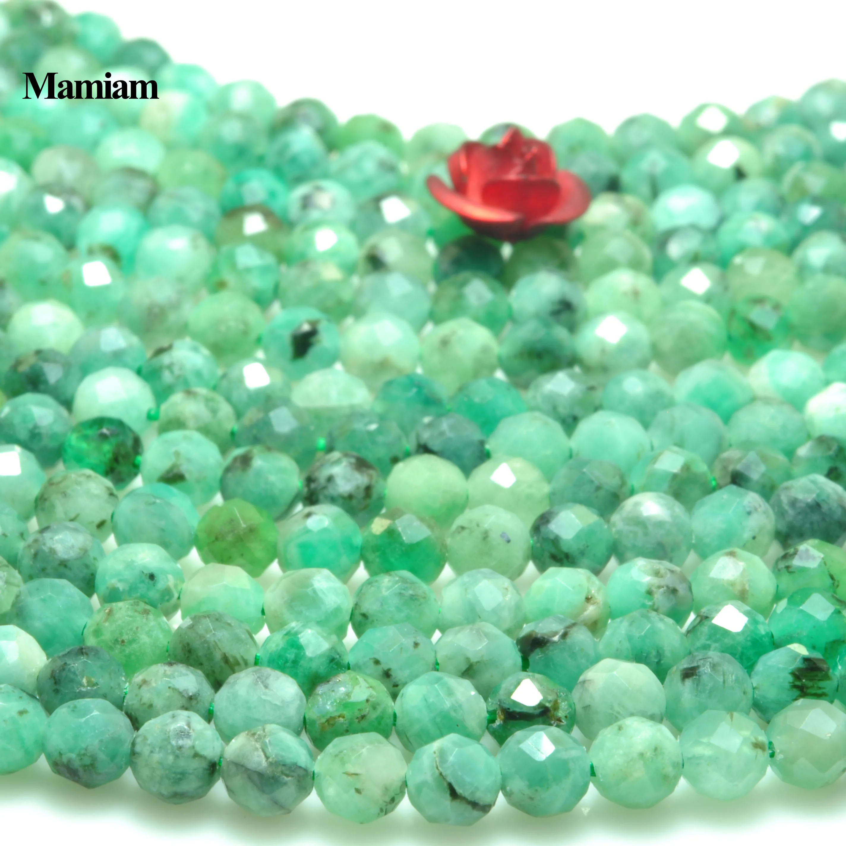 AA Natural Emerald Faceted Round Beads 3mm 4mm 4.8mm Smooth Loose Stone Diy Brac - £85.37 GBP