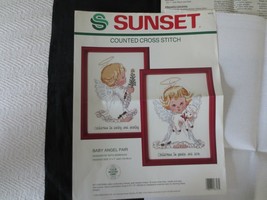 Sunset BABY ANGEL PAIR Counted Cross Stitch KIT #18313  - 5&quot; x 7&quot; ea. - $10.00