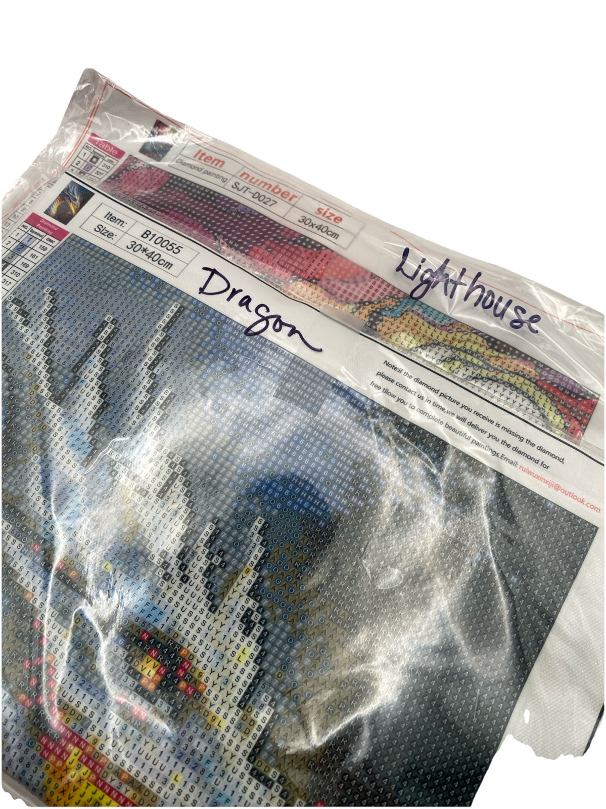 5D Diamond Painting Kits 30 cm x 40 cm Lighthouse/Dragon Lot of 2 NEW - $14.24