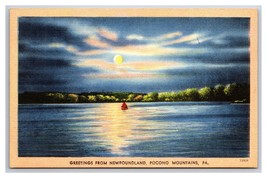 Generic Scenic Greetings Nighht Newfoundland Poconos PA UNP  Linen Postcard T23 - $3.91