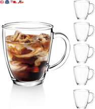 6-Pack Premium Glass Coffee Mugs Set 12oz, Ideal for Hot/Cold Beverages New - £27.32 GBP