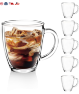 6-Pack Premium Glass Coffee Mugs Set 12oz, Ideal for Hot/Cold Beverages New - £27.28 GBP