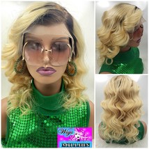 Imani&quot; Ombre 613 Blonde Bob Virgi Hair Wig, Brazilian Loose Deep Wave, 13x4 Lace - $190.00