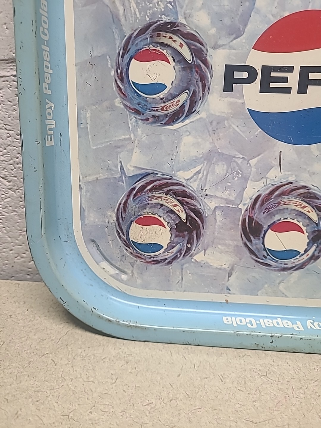 Vintage 1960's Ice Chest Enjoy Pepsi-Cola 13" Square Metal Advertising Tray Item image 5