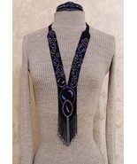 Handmade beaded Sautoir-Gerdan-Necklace with fringe in ethnic style, boh... - $90.86 CAD