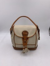 Vintage 90&#39;s Dooney and Bourke All Weather Leather Dover Carrier Bag Bone on Tan - £130.51 GBP