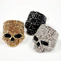 Chino Antrax Crystal Skull Ring Rock Gold Silver Black Biker Jewelry Men Women - $10.60