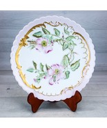 Vintage Elite Limoges France Pink Hand Painted Flowers w Gold 8.5&quot; Scall... - $38.79