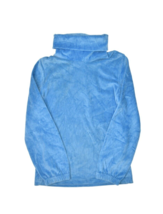 Vintage Velour Sweatshirt Womens M Blue Velvet Turtleneck 80s Retro Hot ... - £22.31 GBP