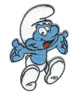 2.25X3&quot; Smurf clumsy hefty  IRON ON / SEW ON PATCH blue men happy arms w... - $10.33 CAD