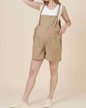 Liv Maternity linen overalls romper in Camel - £54.66 GBP