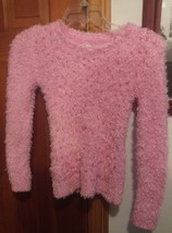 000 Girl's Justice Size 10 Fluffy Pink Long Sleeve Top Glittery Sparkles - $5.99