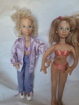 Vintage Mattel Hot Look Dolls 18” Lot of 2 Posable Cloth Dolls 1986 Bendable Toy - $24.75