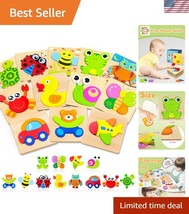 Colorful Wooden Animal Jigsaw Puzzles for 1-3 Year-Old Boys &amp; Girls - 12... - $840.68 MXN