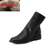Back Zippers Spring Autumn Shoes On Med Heel 3 CM Round Toe Women Ankle Boots Vi - £115.34 GBP