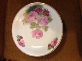 Vintage Altwasser Germany Gold Pink Cabbage Roses Serving Bowl Platter ceramic - £27.52 GBP