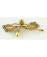 14k Yellow Gold Victorian Oak Blossom Seed Pearl Brooch Gorgeous! - £420.68 GBP