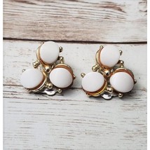 Vintage Clip On Earrings Off White Trio 7/8&quot; - £6.16 GBP