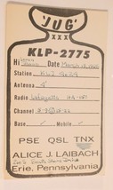 Vintage Ham Radio Card KLP 2775 Erie Pennsylvania  - £3.88 GBP